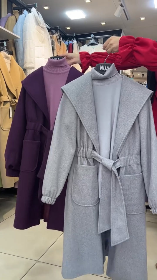 Trench coat with highneck