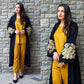 New Yellow Two Piece With Black Embroidery Gown